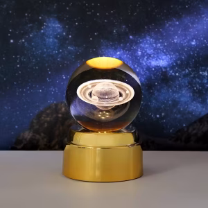 Lámpara de Globo Giratorio 3D Moderna con LED Cálido Blanco y Amarillo - Base Trompo, Temática Espacial para Mesa, Escritorio o Estante - Efecto Brillosino como una Noche Llena de Luces en el Universo (Compatible Decoración Astronauta)